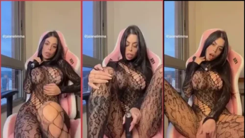 Vídeo da morena famosa do OnlyFans, Jaiane Limma, se divertindo com um vibrador no clitóris