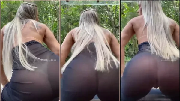 Com um vestido transparente, a linda Maikelly Muhl rebola muito sensualmente, exibindo tudo