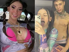 Mc Pipokinha se apresentando de forma sensual e provocante com seu dançarino durante a sua performance no palco