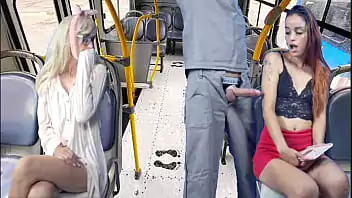 Menina dando pra 5 em ônibus